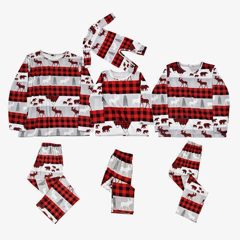 Men Reindeer & Plaid Top and Pants Set - Browngold Fashion