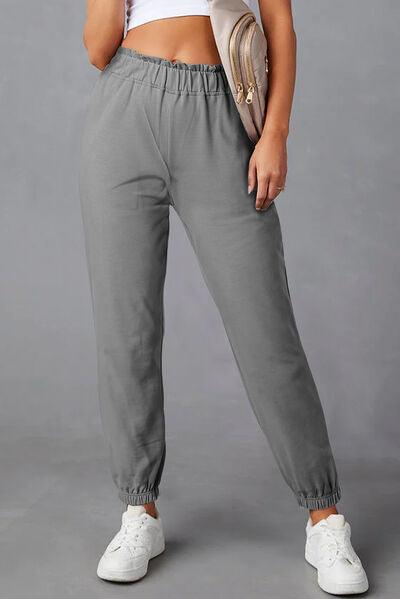 Elastic Waist Joggers - Browngold Fashion