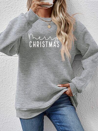 MERRY CHRISTMAS Dropped Shoulder Sweatshirt - Browngold Fashion