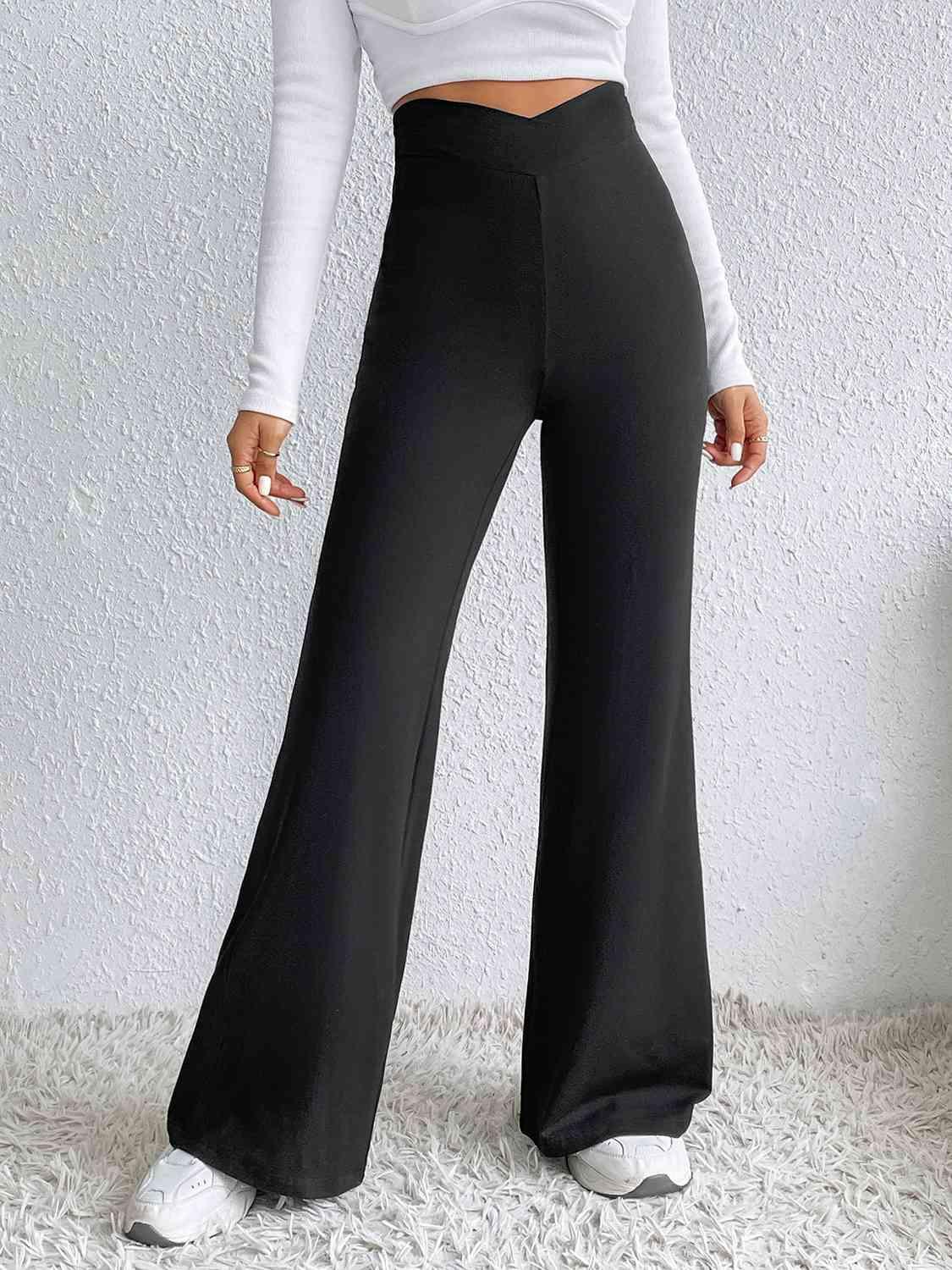 High Waist Flare Pants - Browngold Fashion