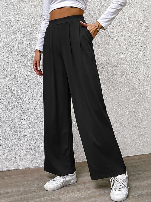 High Waist Straight Pants - Browngold Fashion