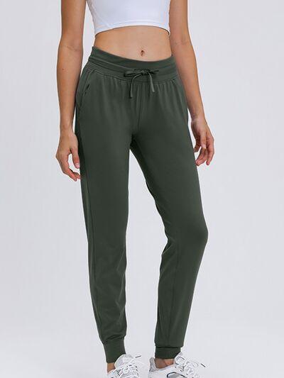Double Take Tied Joggers with Pockets - Browngold Fashion