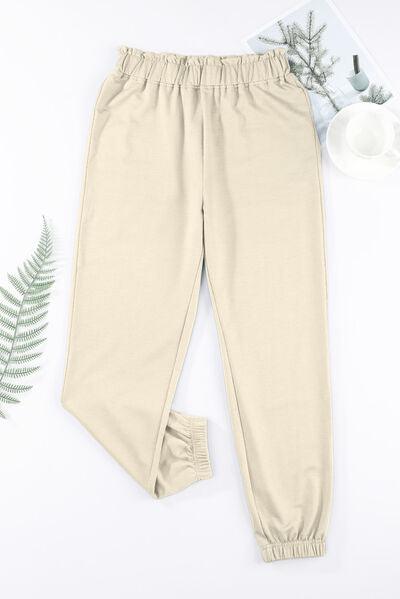 Elastic Waist Joggers - Browngold Fashion