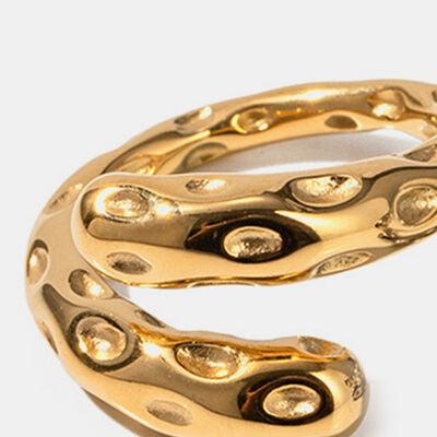 Titanium Steel Gold-Plated Bypass Ring - Browngold Fashion