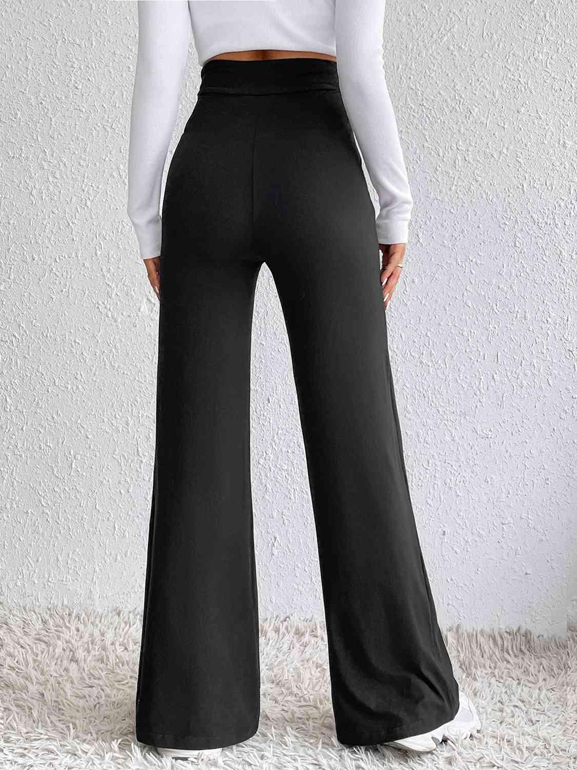 High Waist Flare Pants - Browngold Fashion