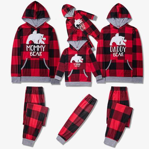 DADDY BEAR Graphic Hoodie and Plaid Pants Set - Browngold Fashion