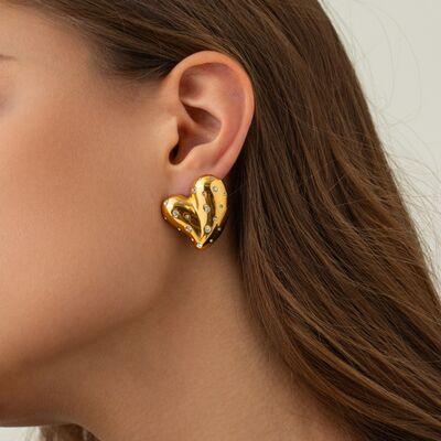 Heart Shape 18K Gold-Plated Zircon Earring - Browngold Fashion