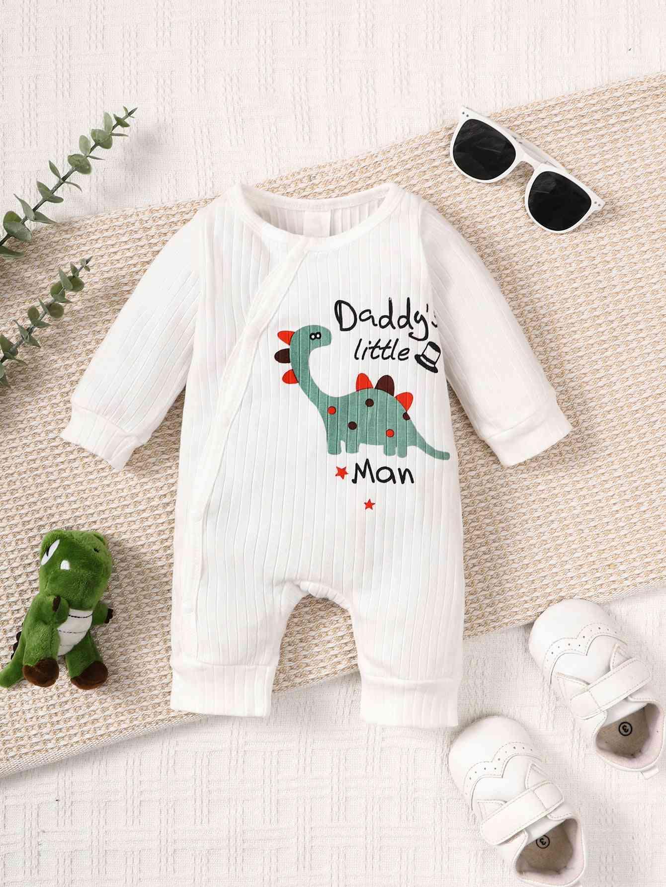 DADDY'S LITTLE MAN Dinosaur Graphic Jumpsuit - Browngold Fashion