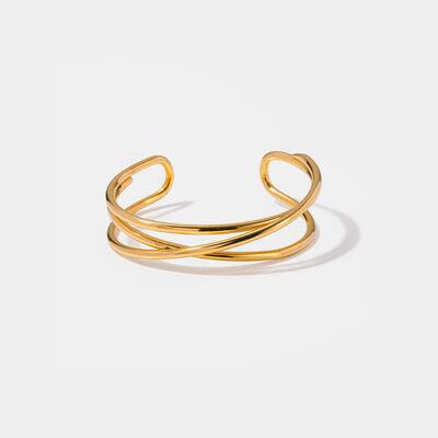 Minimalist Stainless Steel Cuff Bracelet - Browngold Fashion