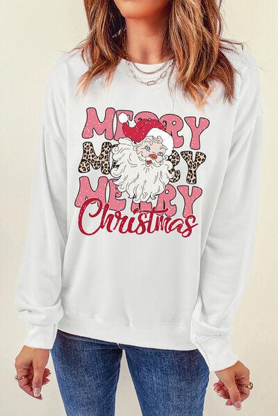 MERRY CHRISTMAS Round Neck Dropped Shoulder Sweatshirt - Browngold Fashion