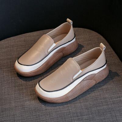 Chunky Slip On Shoes - Browngold Fashion