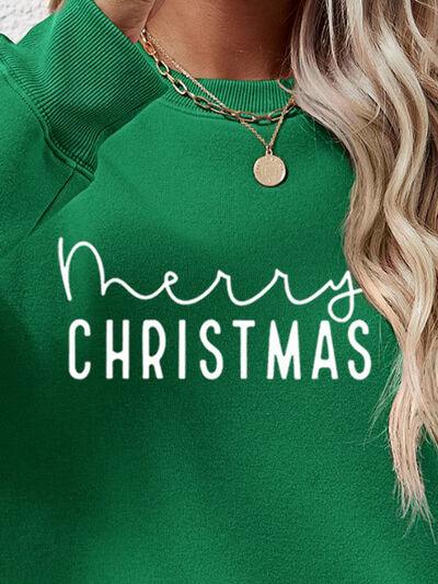 MERRY CHRISTMAS Dropped Shoulder Sweatshirt - Browngold Fashion