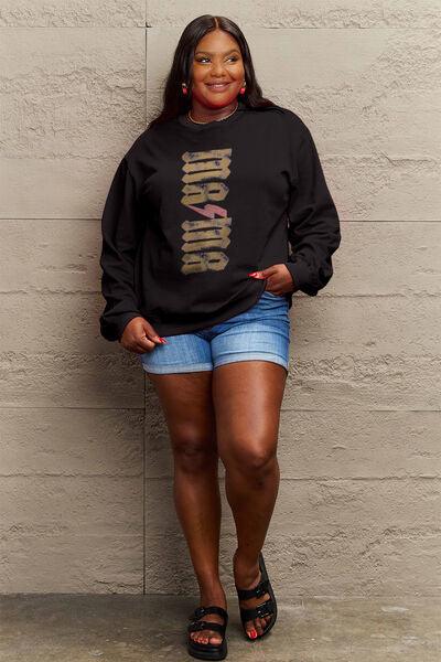 Simply Love Full Size MAMA Round Neck Sweatshirt - Browngold Fashion