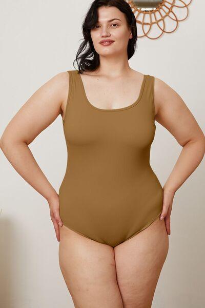 Basic Bae Full Size Square Neck Sleeveless Bodysuit - Browngold Fashion