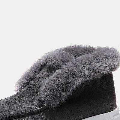 Furry Suede Snow Boots - Browngold Fashion