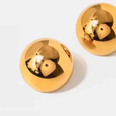 Hemispherical Stainless Steel Earrings - Browngold Fashion