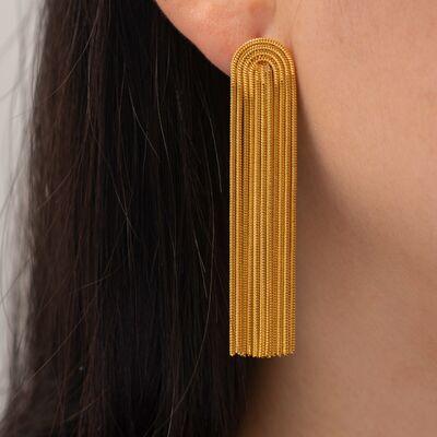 Stainless Steel Rainbow Tassel Dangle Earrings - Browngold Fashion