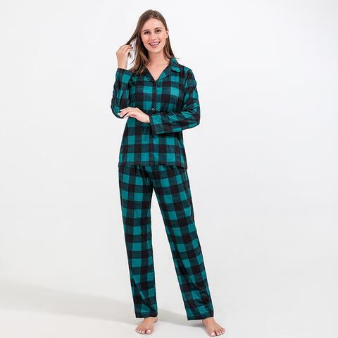 Women Plaid Shirt and Pants Set - Browngold Fashion