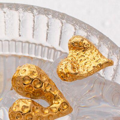 Heart Shape Stainless Steel Stud Earrings - Browngold Fashion