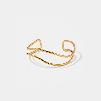 Minimalist Stainless Steel Cuff Bracelet - Browngold Fashion