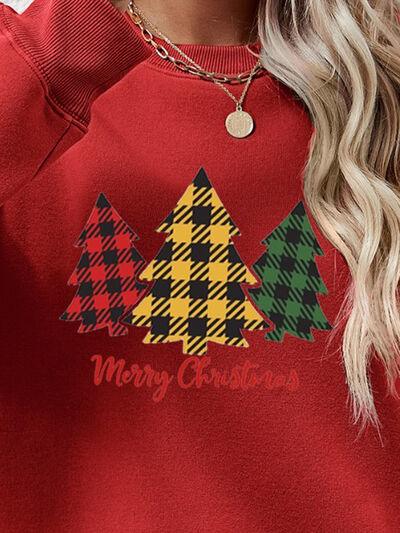 MERRY CHRISTMAS Dropped Shoulder Sweatshirt - Browngold Fashion