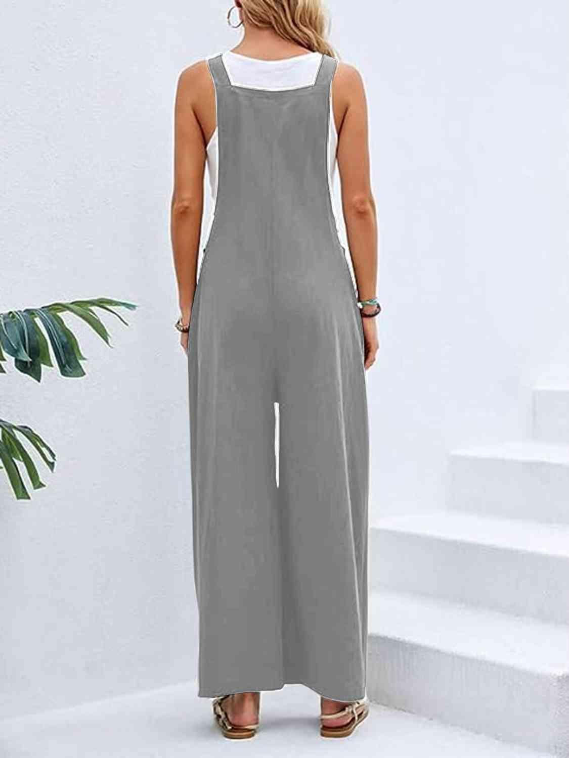 Full Size Wide Leg Overalls with Pockets - Browngold Fashion