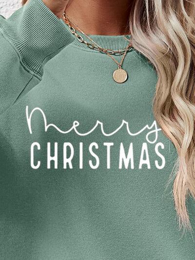 MERRY CHRISTMAS Dropped Shoulder Sweatshirt - Browngold Fashion