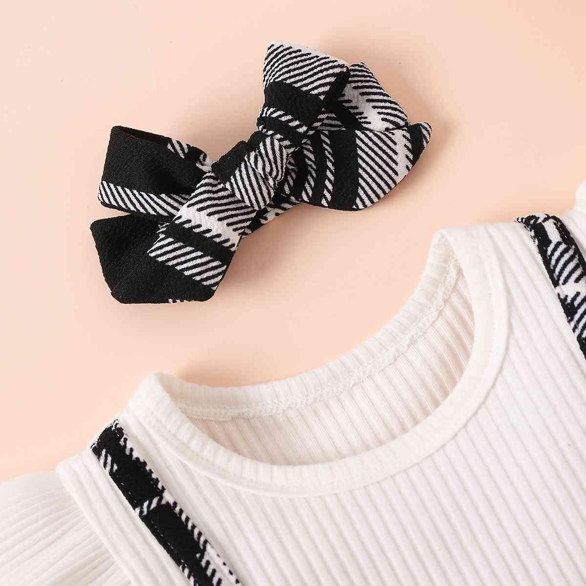 Plaid Print Bow Detail Dress - Browngold Fashion