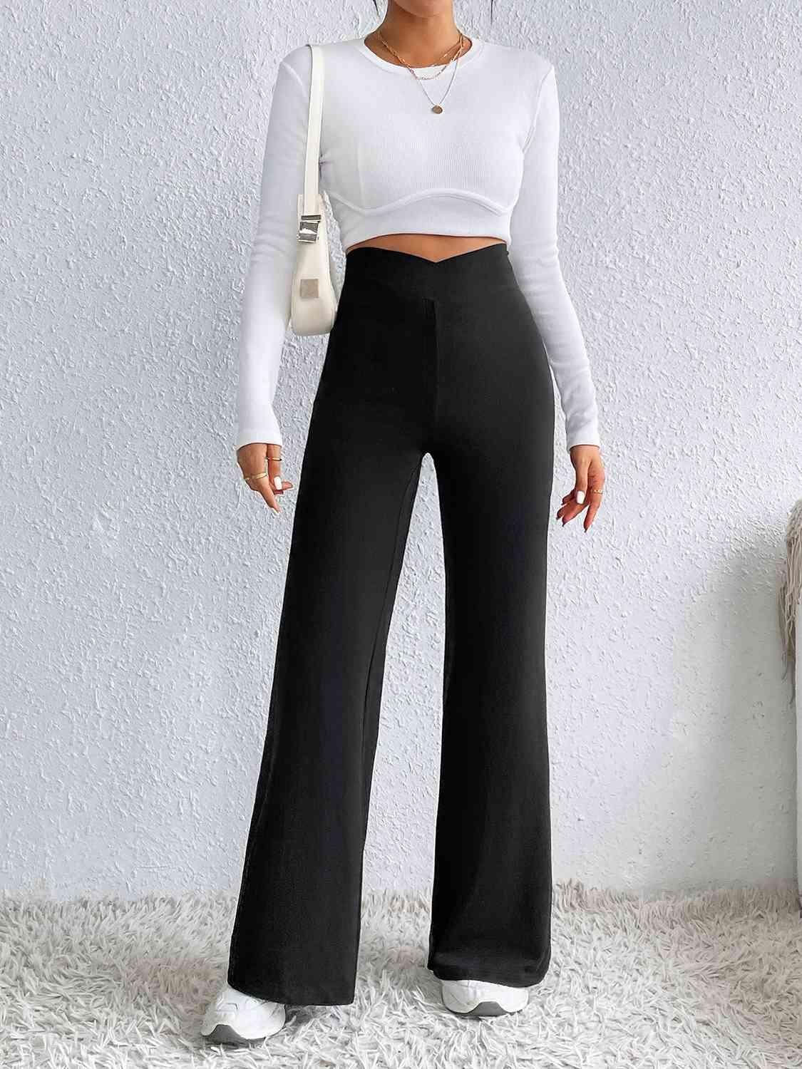 High Waist Flare Pants - Browngold Fashion