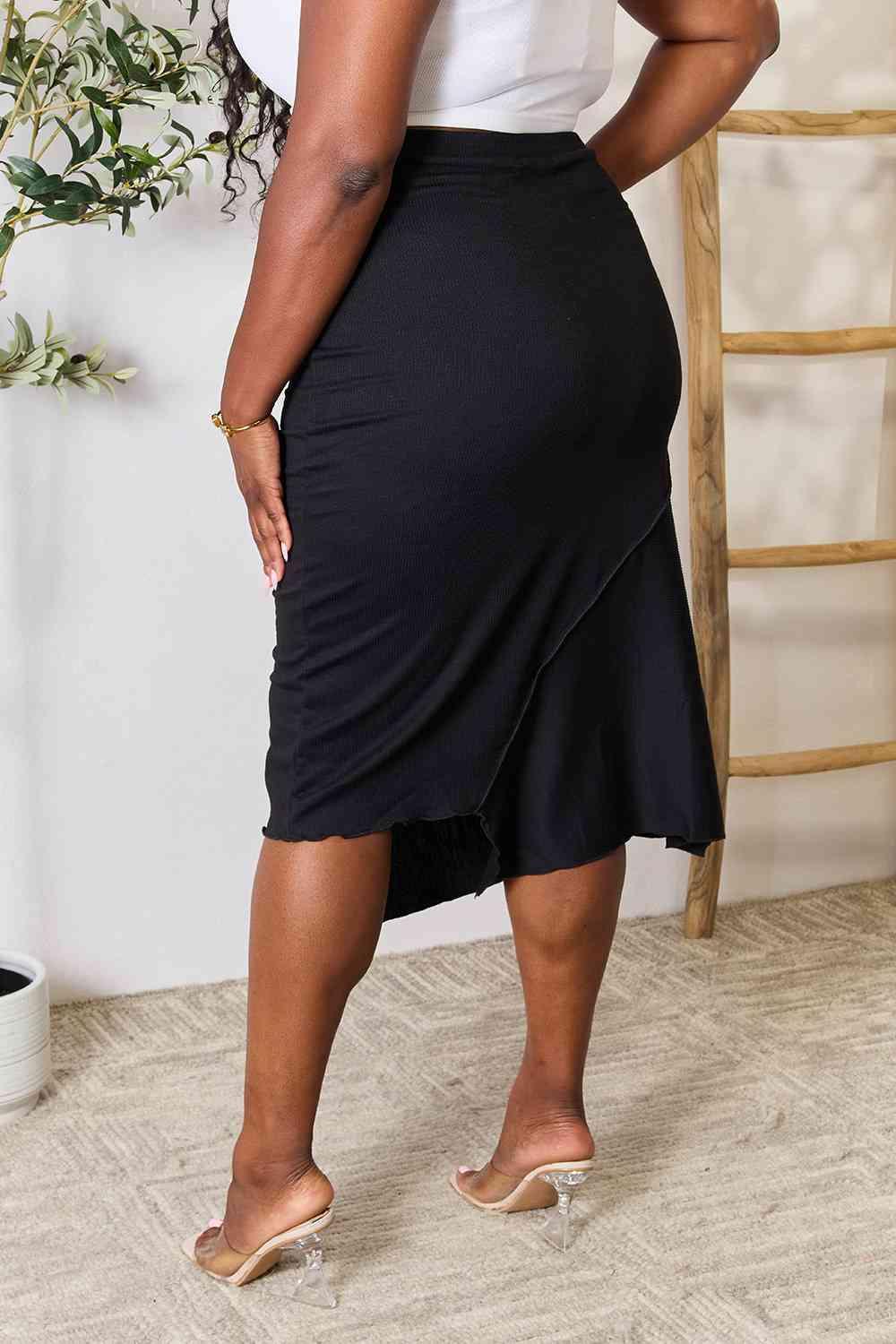 Culture Code Full Size High Waist Midi Skirt - Browngold Fashion