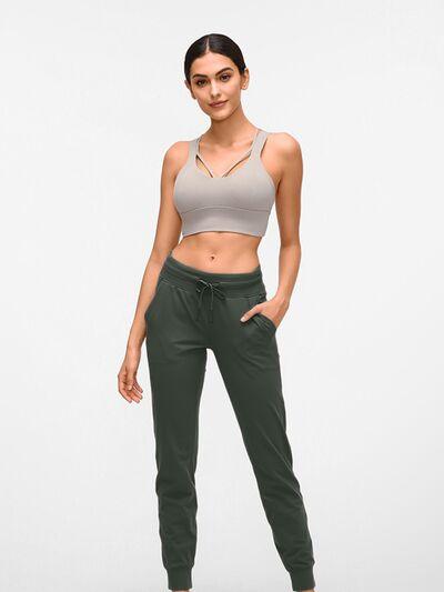 Double Take Tied Joggers with Pockets - Browngold Fashion