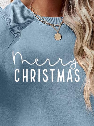 MERRY CHRISTMAS Dropped Shoulder Sweatshirt - Browngold Fashion