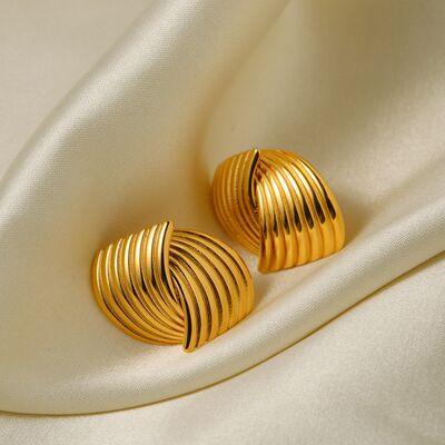 Texture Stainless Steel Stud Earrings - Browngold Fashion