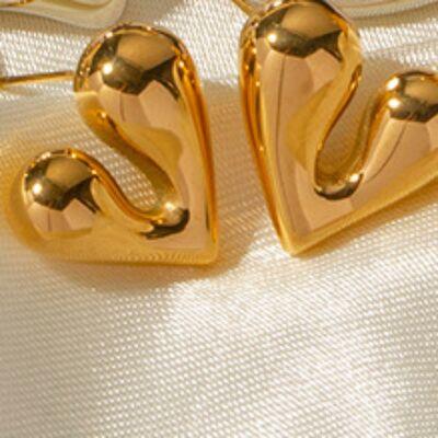 Heart Shape Stainless Steel Stud Earrings - Browngold Fashion