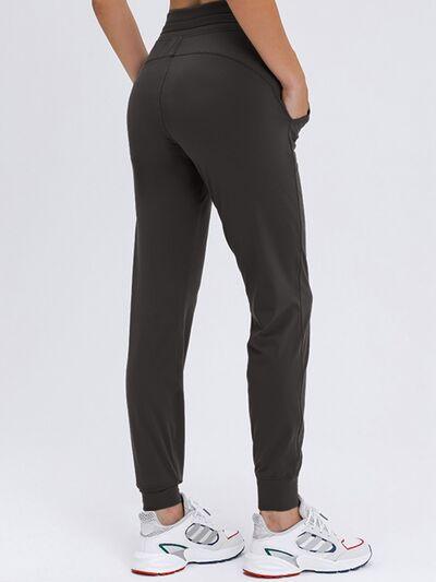 Double Take Tied Joggers with Pockets - Browngold Fashion