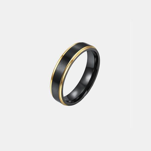 Contrast Titanium Steel Ring - Browngold Fashion