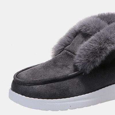 Furry Suede Snow Boots - Browngold Fashion