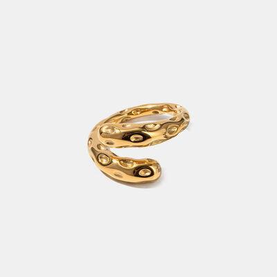 Titanium Steel Gold-Plated Bypass Ring - Browngold Fashion