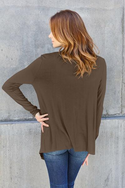 Basic Bae Full Size Open Front Long Sleeve Cover Up - Browngold Fashion