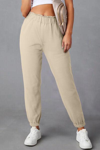 Elastic Waist Joggers - Browngold Fashion