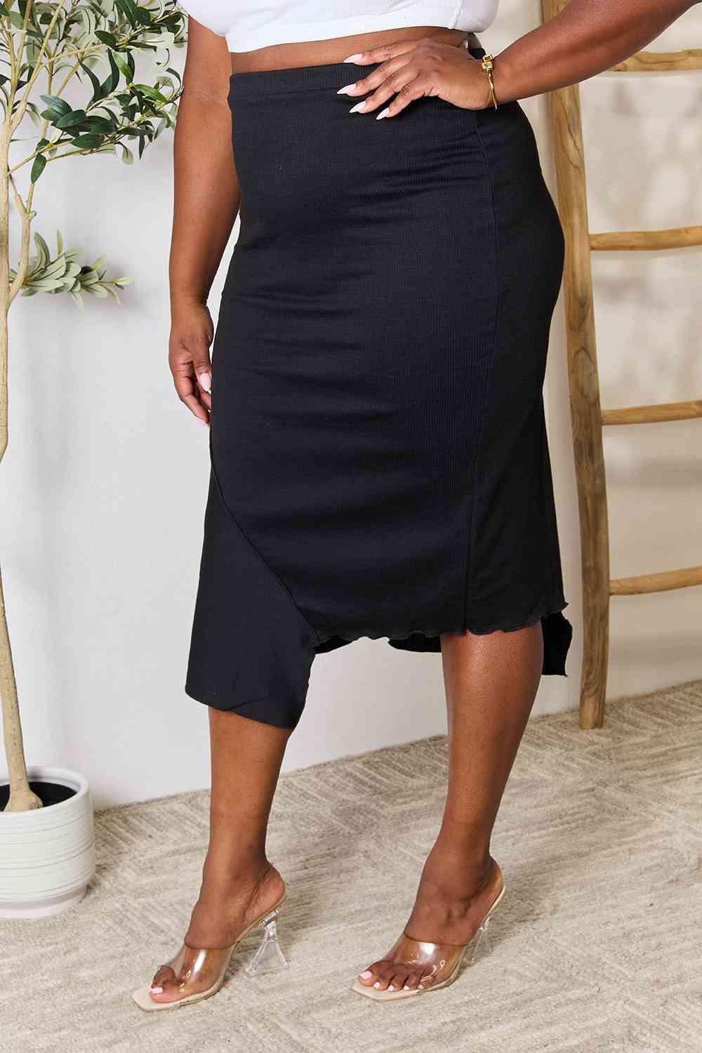 Culture Code Full Size High Waist Midi Skirt - Browngold Fashion