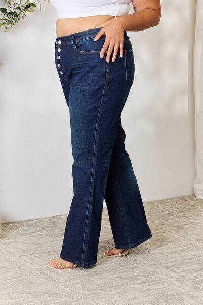 Judy Blue Full Size Button-Fly Straight Jeans - Browngold Fashion