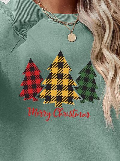 MERRY CHRISTMAS Dropped Shoulder Sweatshirt - Browngold Fashion