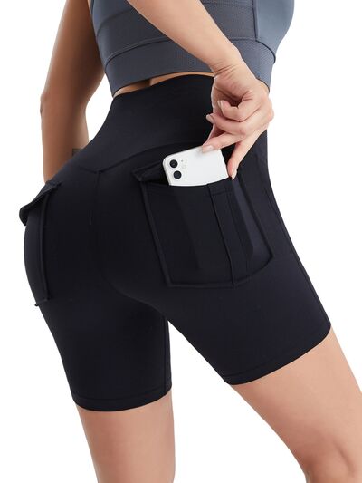 Pocketed High Waist Active Shorts