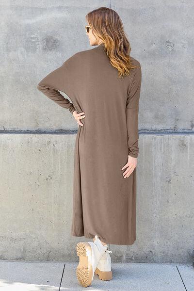 Basic Bae Full Size Open Front Long Sleeve Cover Up - Browngold Fashion