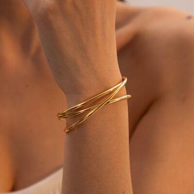 Minimalist Stainless Steel Cuff Bracelet - Browngold Fashion