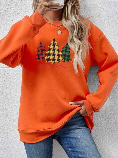 MERRY CHRISTMAS Dropped Shoulder Sweatshirt - Browngold Fashion