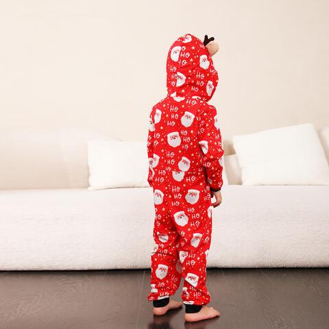 Santa Print Hooded Jumpsuit - Browngold Fashion