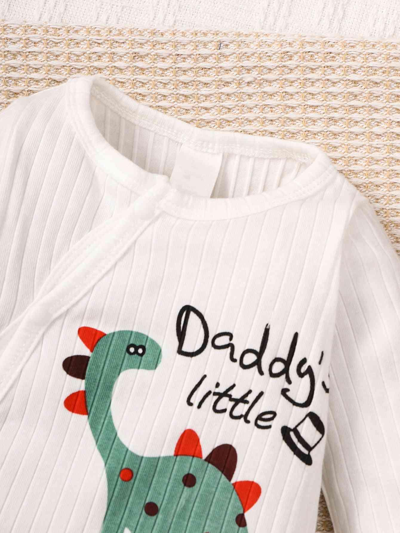 DADDY'S LITTLE MAN Dinosaur Graphic Jumpsuit - Browngold Fashion