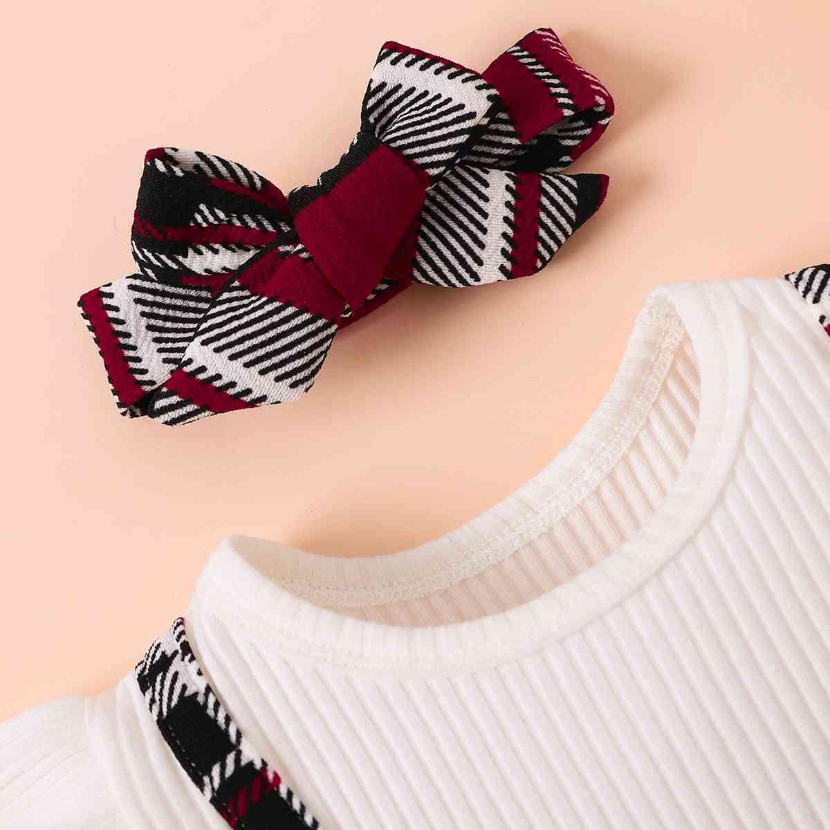 Plaid Print Bow Detail Dress - Browngold Fashion